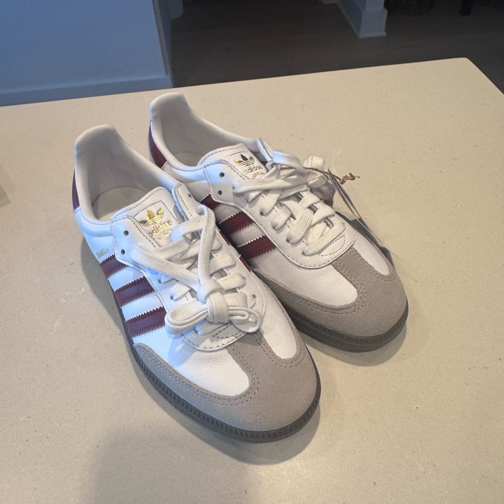 adidas White and Maroon SAMBAS